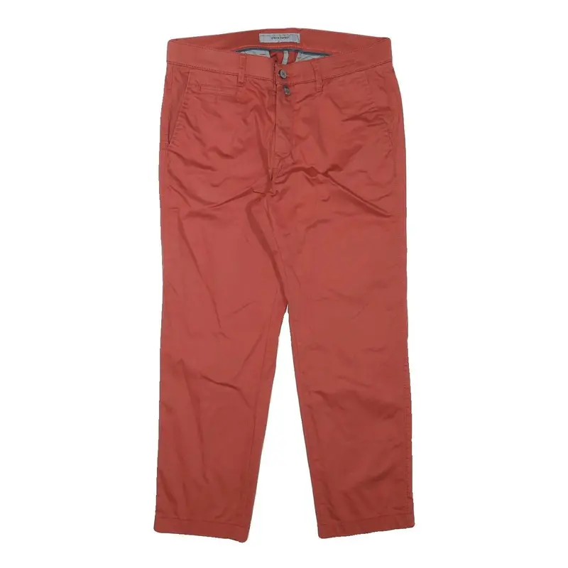 Pierre Cardin Mens Cotton Blend Red Regular Straight Trousers W33 L26 Stylish 1
