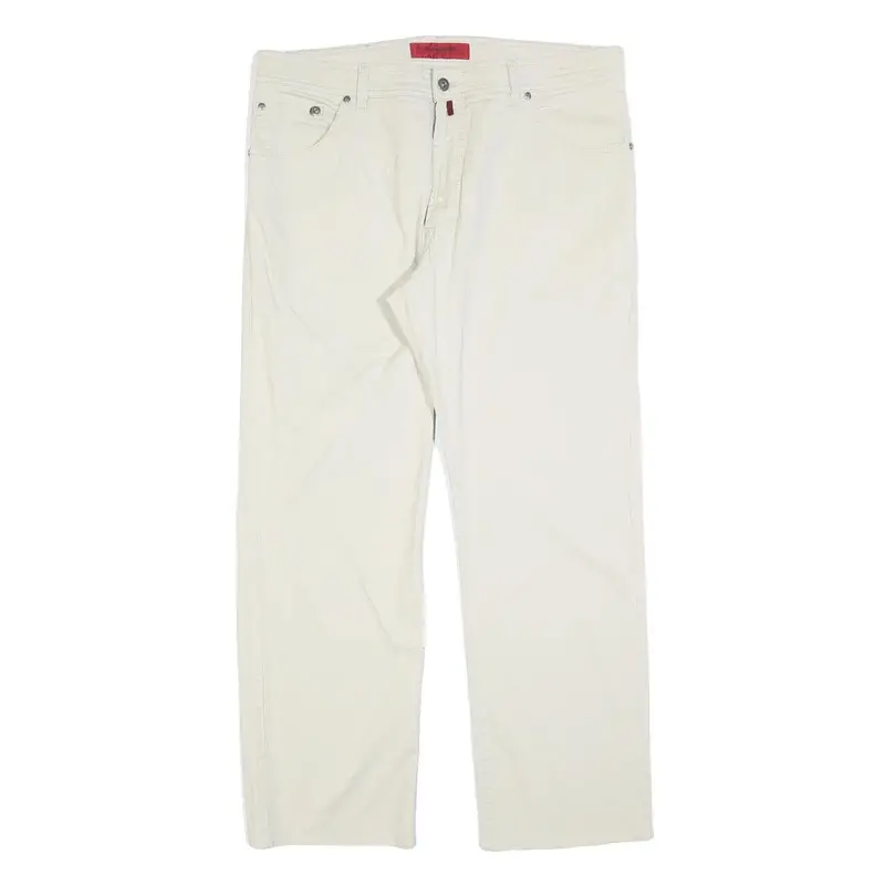 Pierre Cardin Mens Cotton Blend White Regular Straight Trousers W38 L30 Classic 1