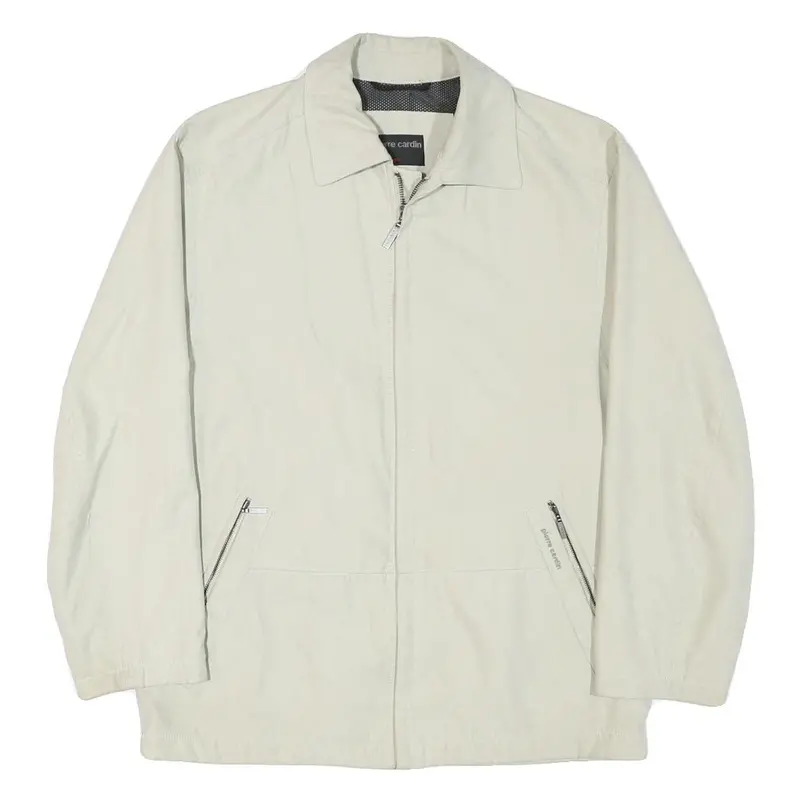Pierre Cardin Mens Cream Zip Jacket M Polyester Blend Plain Casual Lightweight 1