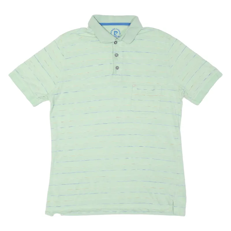 Pierre Cardin Mens Polo Shirt Green Striped M 1
