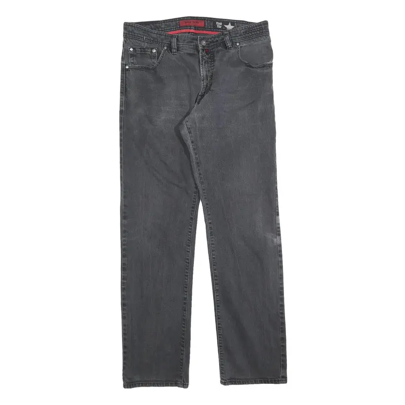 Pierre Cardin Mens Regular Fit Black Denim Jeans W36 L34 Classic Cotton Zip 1
