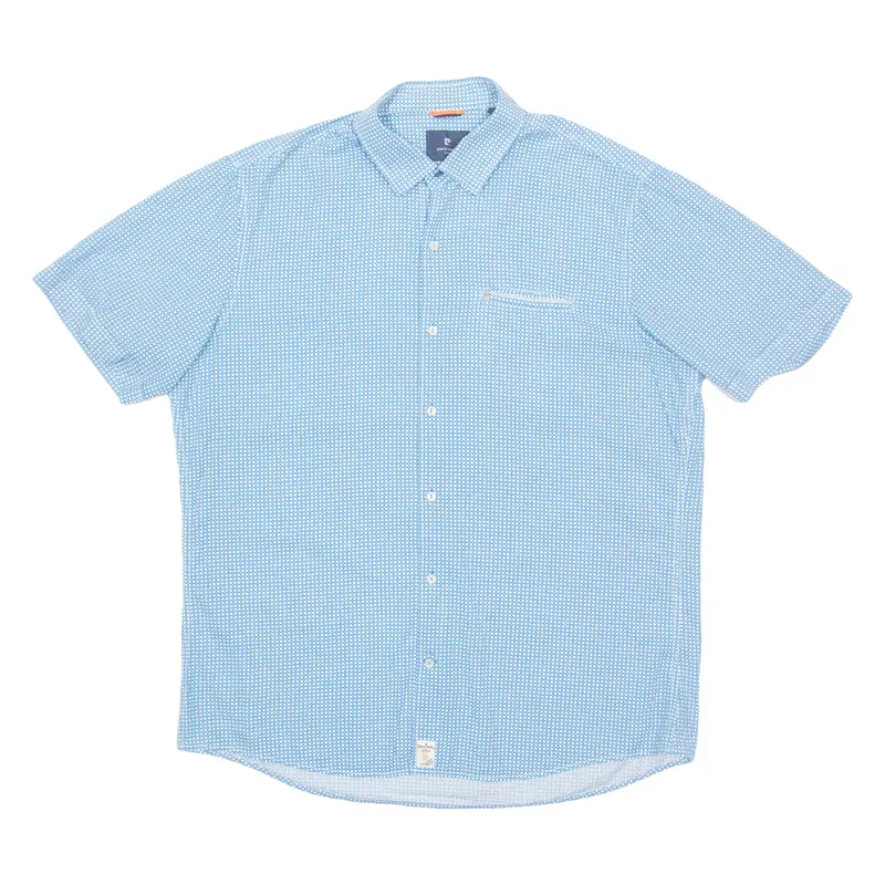 Pierre Cardin Mens Shirt Blue Geometric L 1