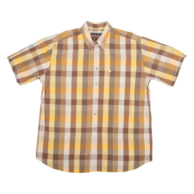 Pierre Cardin Mens Shirt Brown Gingham Xl 1