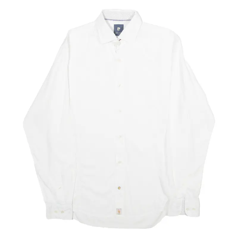 Pierre Cardin Stretch Fit Mens Plain Shirt White Long Sleeve S 1
