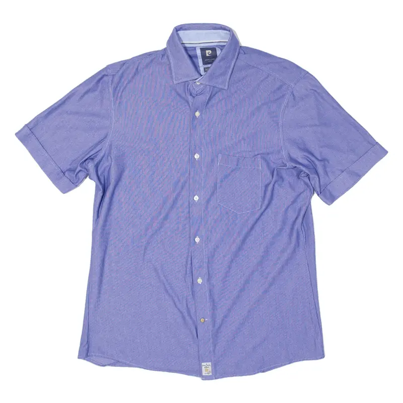 Pierre Cardin Stretch Mens Plain Shirt Blue M 1
