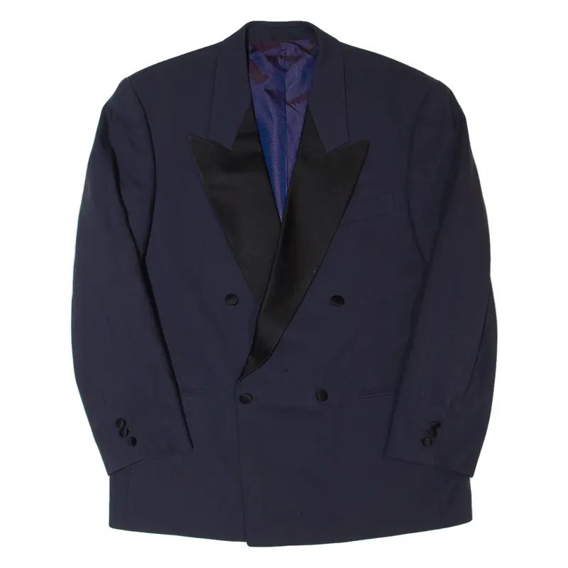 Pierre Laffitte Smoking Jacket Mens Blazer Jacket Blue Wool 90S L 1