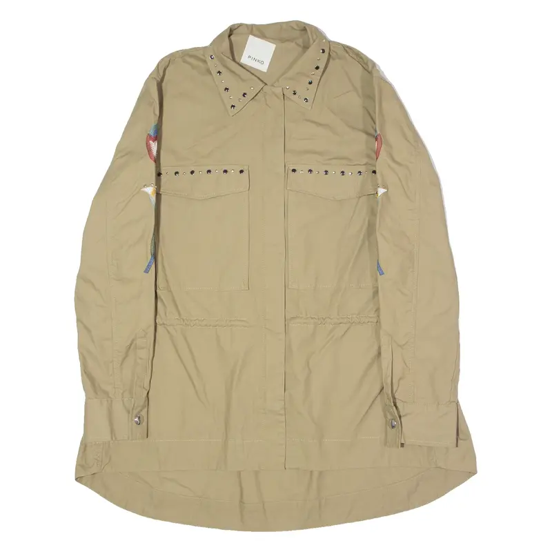 Pinko Embellished Womens Trench Jacket Beige Floral Uk 12 1