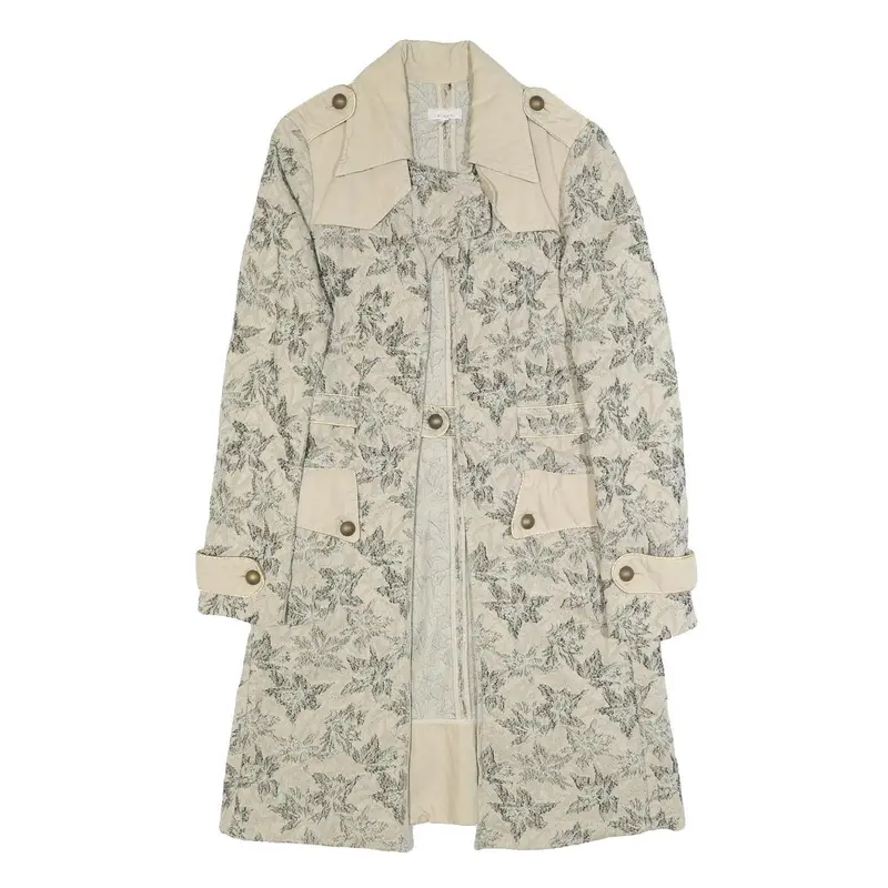 Pinko Womens Beige Floral Cotton Blend Button Jacket Uk 12 Spring Casual 1