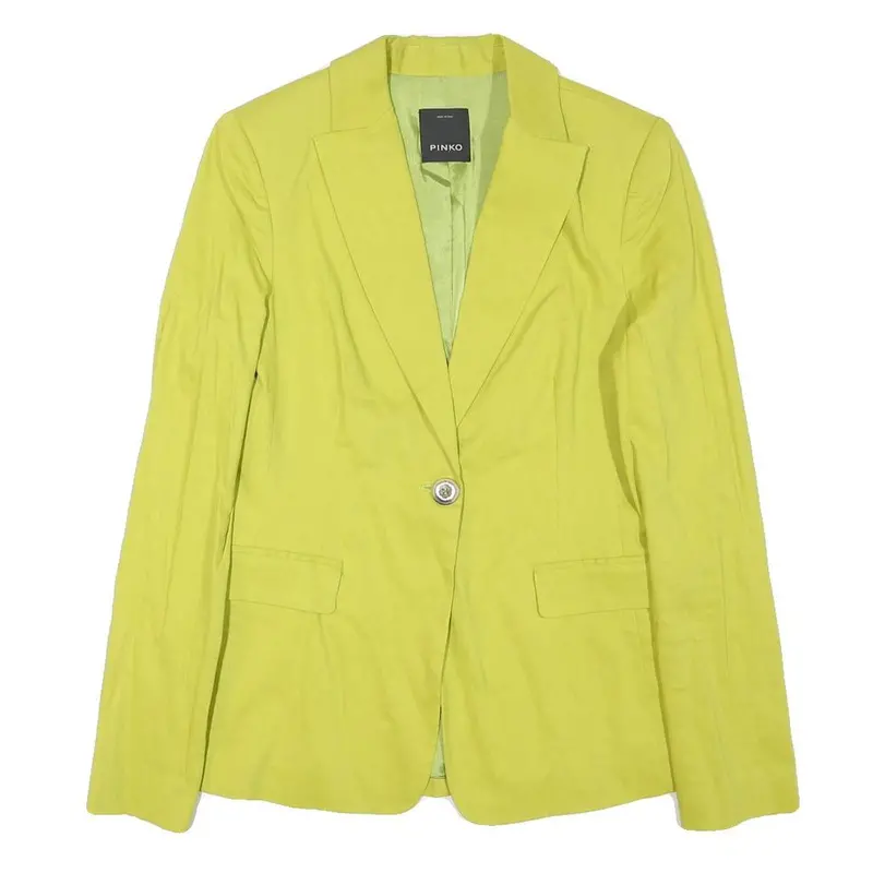 Pinko Womens Yellow Slim Blazer Jacket Uk 12 Polyester Blend Button Closure 1