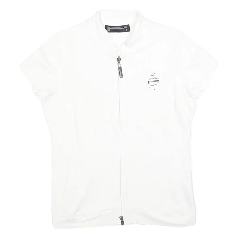 Pirelli Womens White Jacket S Cotton Blend Plain Zip Closure Short Sleeve 1