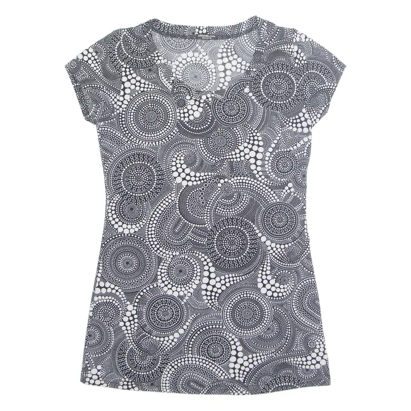 Pittarello Womens Printed Blouse Black Crazy Pattern M 1