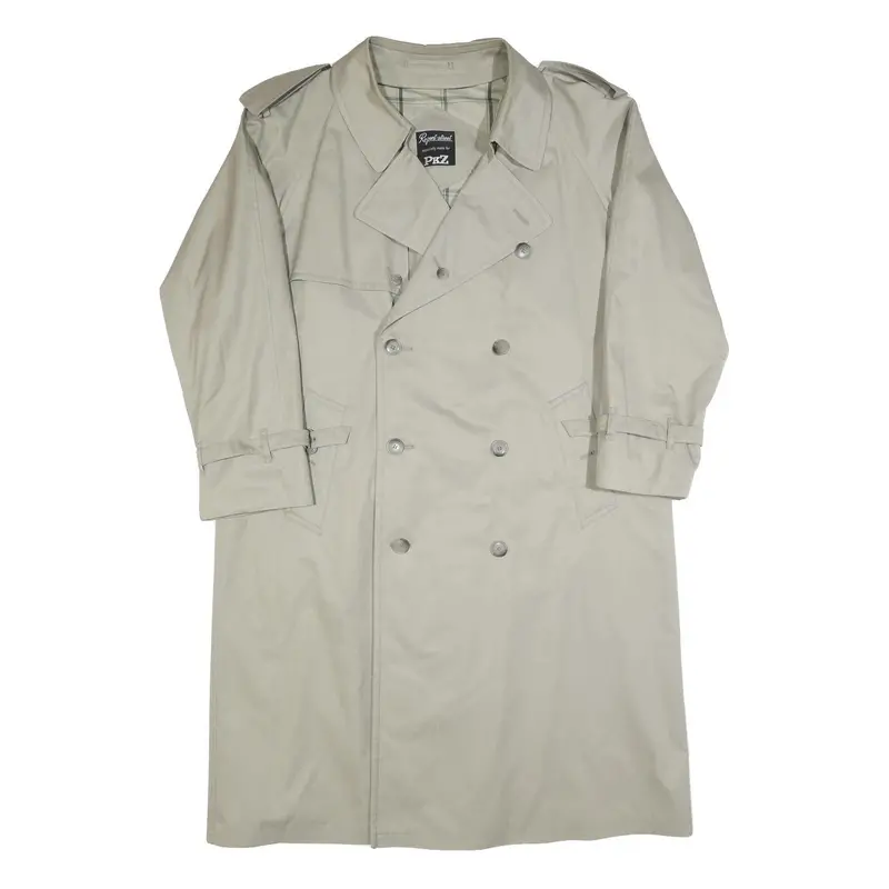 Pkz Mens Beige Cotton Classic Coat L Button Plain Stylish Warm Comfortable 1