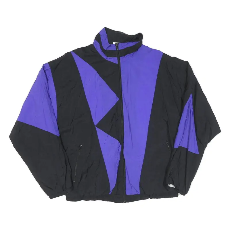 Playcrew Mens Black & Purple Athletic Jacket S Polyester Blend Colourblock Zip 1