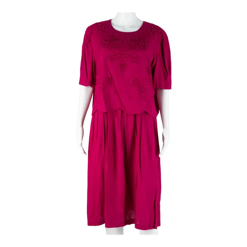 Plaza South Womens Day Dress Pink Floral Short Sleeve Short Xl 1