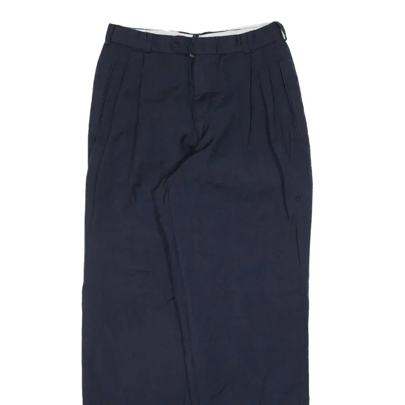 Pleated Mens Trousers Blue Relaxed Tapered W26 L28 2