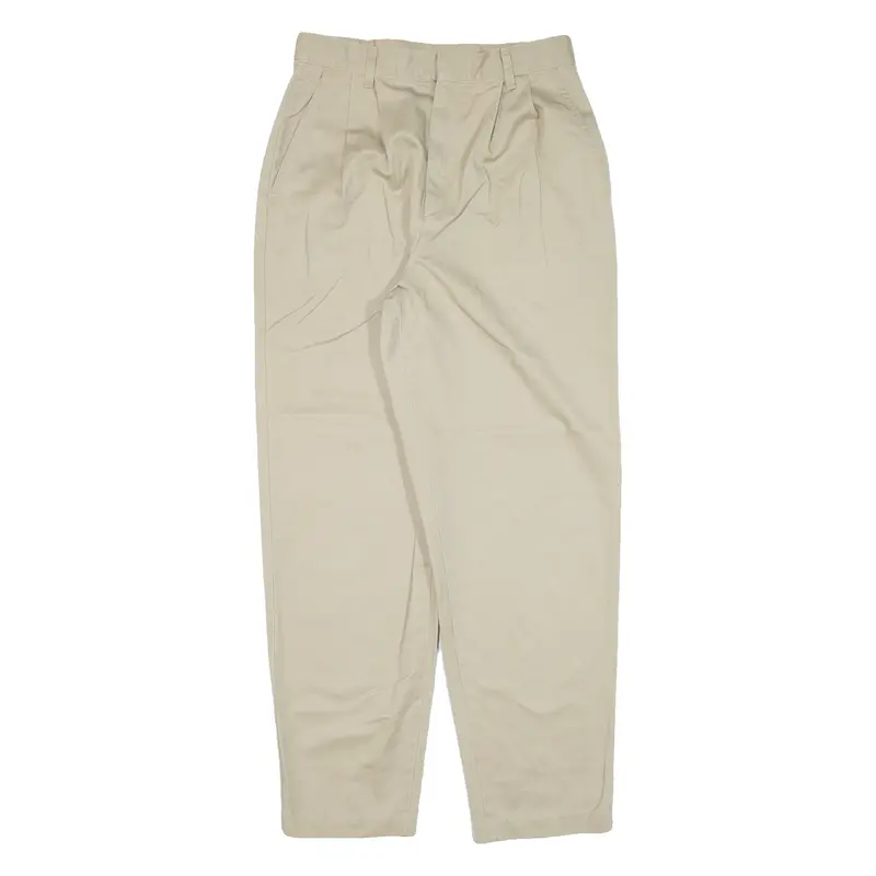 Pleated Womens Trousers Beige Relaxed Tapered W26 L28 1