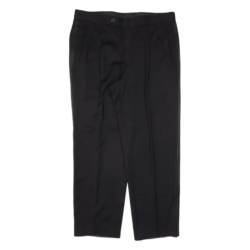 Pleated Womens Trousers Black Loose Tapered W35 L29 1