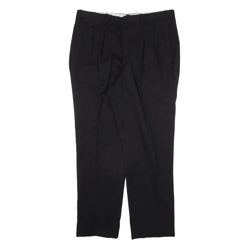 Pleated Womens Trousers Black Regular Tapered W35 L29 1