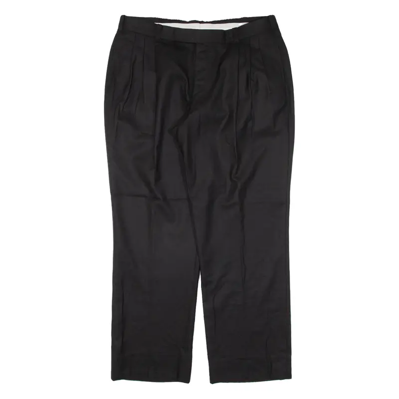 Pleated Womens Trousers Black Relaxed Straight W34 L29 1