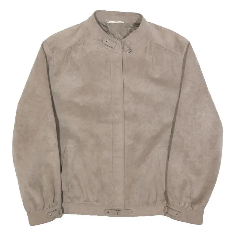 Plus Womens Beige Button Jacket M Polyester Plain Elegant Casual Outerwear 1