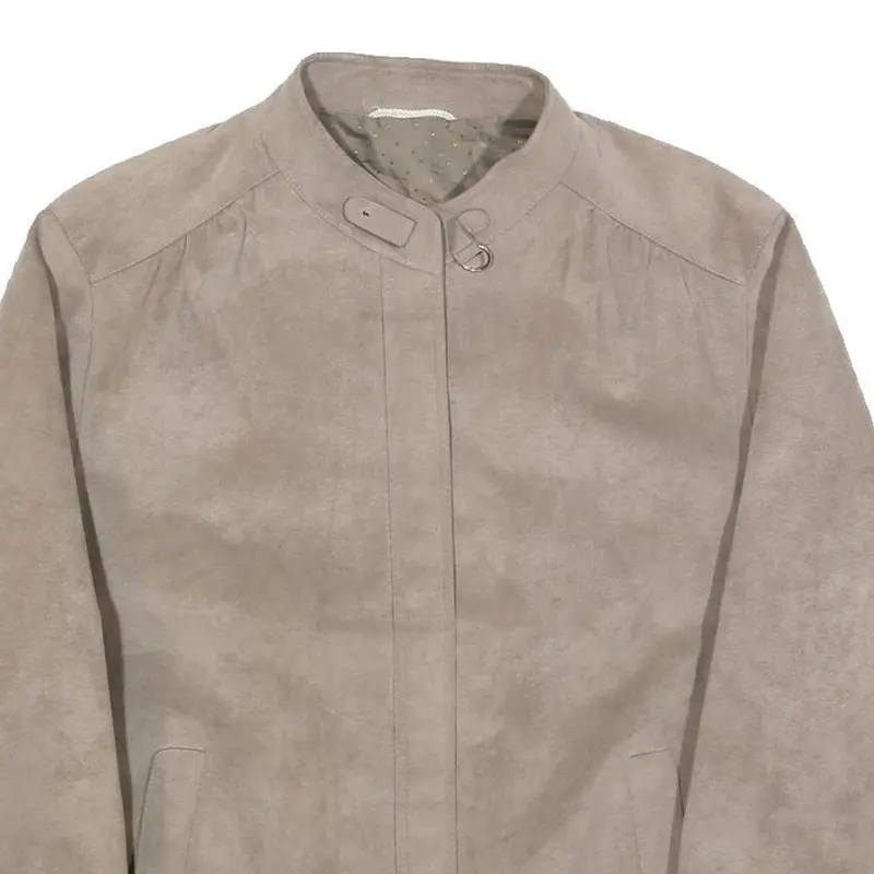 Plus Womens Beige Button Jacket M Polyester Plain Elegant Casual Outerwear 2