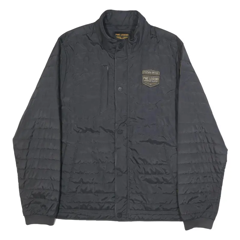 Pme Legend Mens Black Button Jacket 2Xl Polyester Quilted Lightweight Casual 1