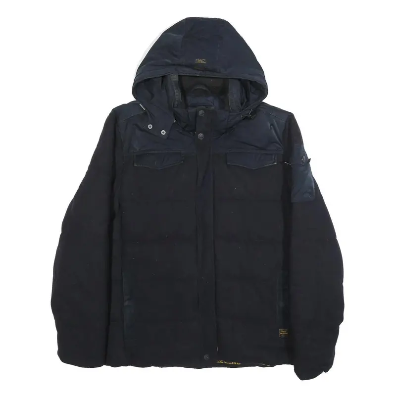 Pme Legend Mens Navy Blue Wool Blend Jacket M Zip Hooded Casual Warm Winter 1