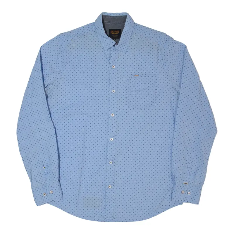 Pme Legend Mens Shirt Blue Spotted Long Sleeve L 1