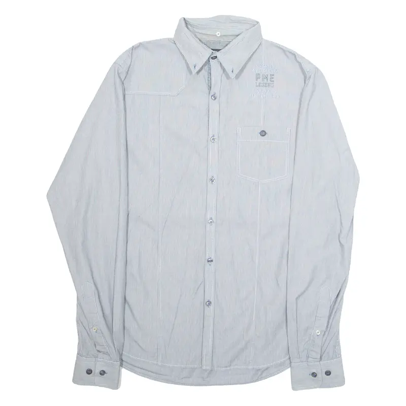 Pme Legend Mens Shirt Grey Pinstripe Long Sleeve L 1