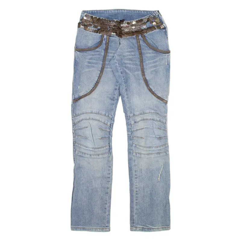 Pois Low Waist Distressed Womens Jeans Blue Slim Skinny Stone Wash W26 L31 1