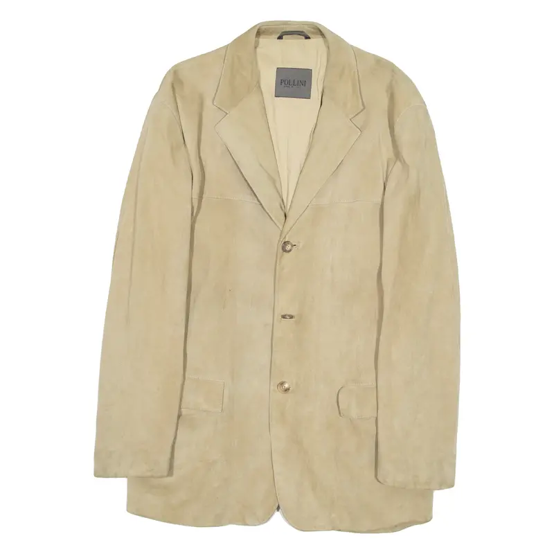Pollini Mens Overcoat Jacket Beige L 1