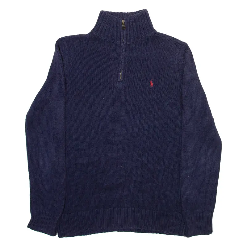Polo Ralph Lauren 14-16 Boys Jumper Blue 1/4 Zip Tight Knit L 1