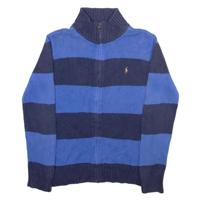 Polo Ralph Lauren 14-16 Boys Patterned Jumper Blue Striped Tight Knit L 1