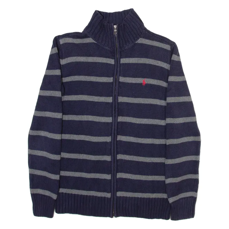 Polo Ralph Lauren 14-16 Boys Patterned Jumper Blue Striped Tight Knit L 1