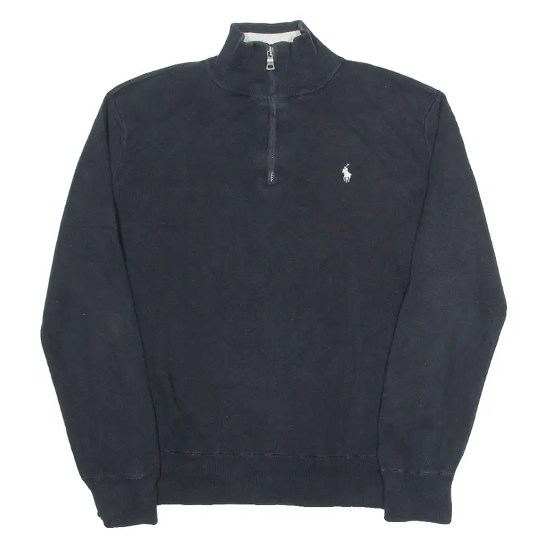 Polo Ralph Lauren Boys Jumper Black 1/4 Zip Tight Knit L 1