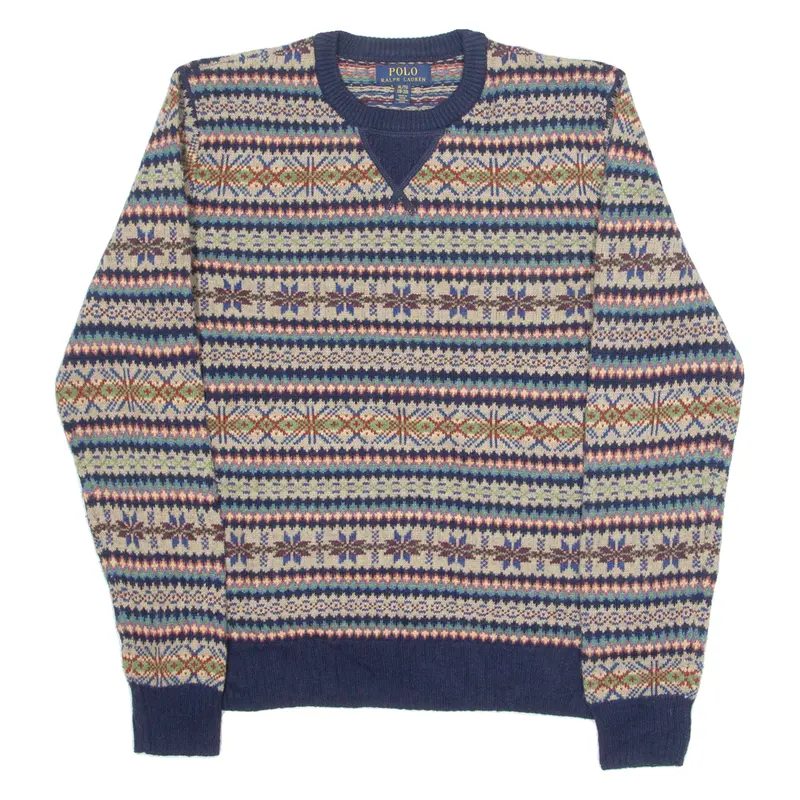 Polo Ralph Lauren Boys Patterned Jumper Beige Fair Isle Tight Knit Xl 1