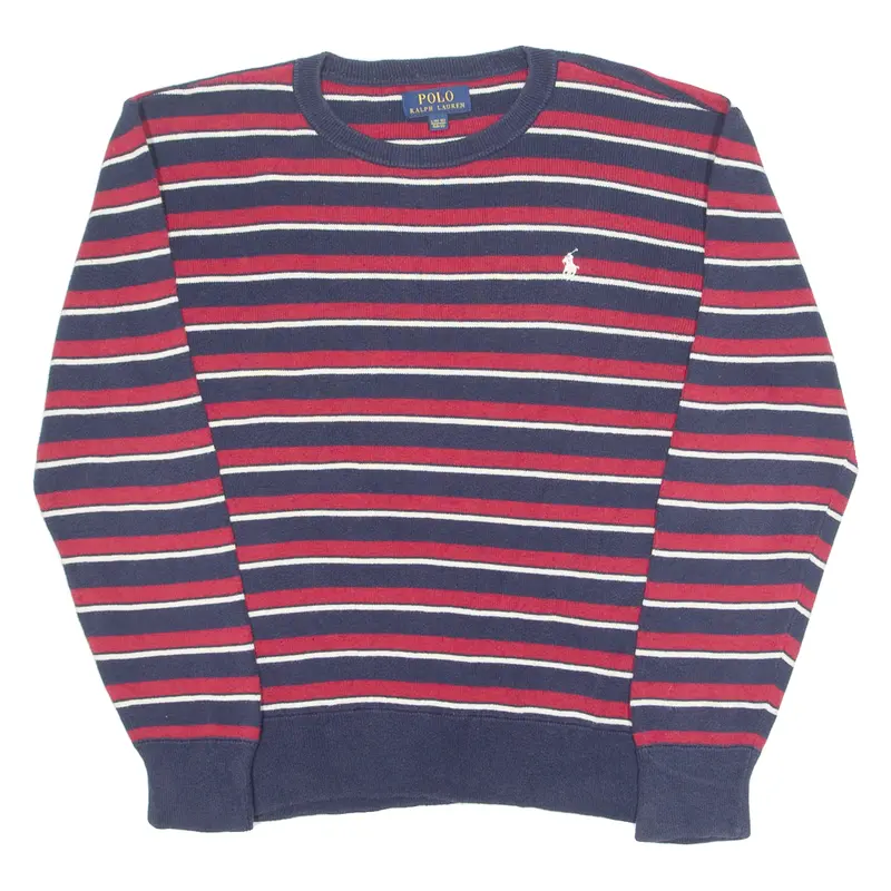 Polo Ralph Lauren Boys Patterned Jumper Blue Striped Tight Knit L 1
