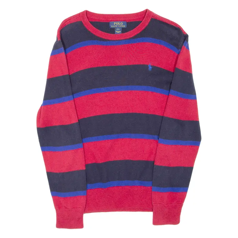 Polo Ralph Lauren Boys Patterned Jumper Red Striped Tight Knit L 1