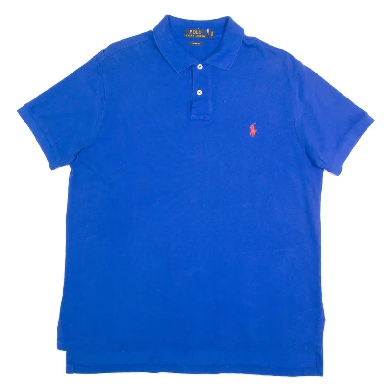 Polo Ralph Lauren Custom Fit Mens Polo Shirt Blue Long Sleeve L 1