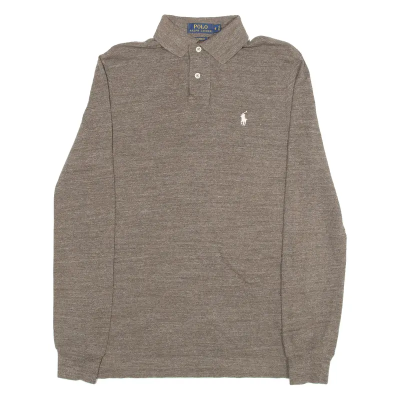Polo Ralph Lauren Custom Fit Mens Polo Shirt Brown Long Sleeve S 1