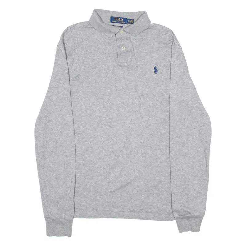 Polo Ralph Lauren Custom Slim Fit Mens Polo Shirt Grey Long Sleeve Xs 1