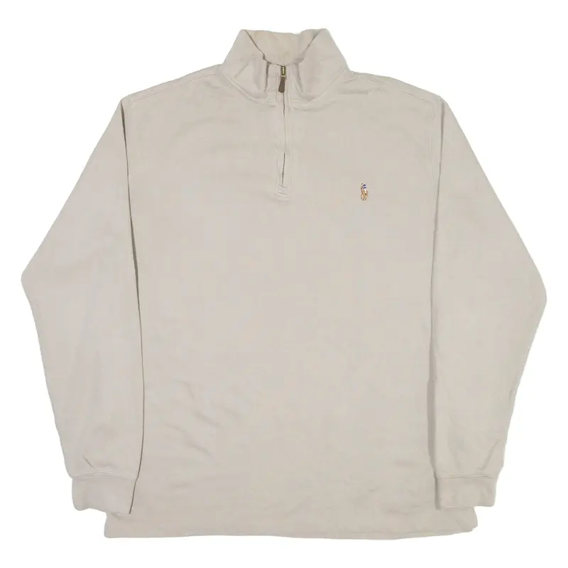 Polo Ralph Lauren Estate Rib Mens Jumper Grey 1/4 Zip Tight Knit Xl 1