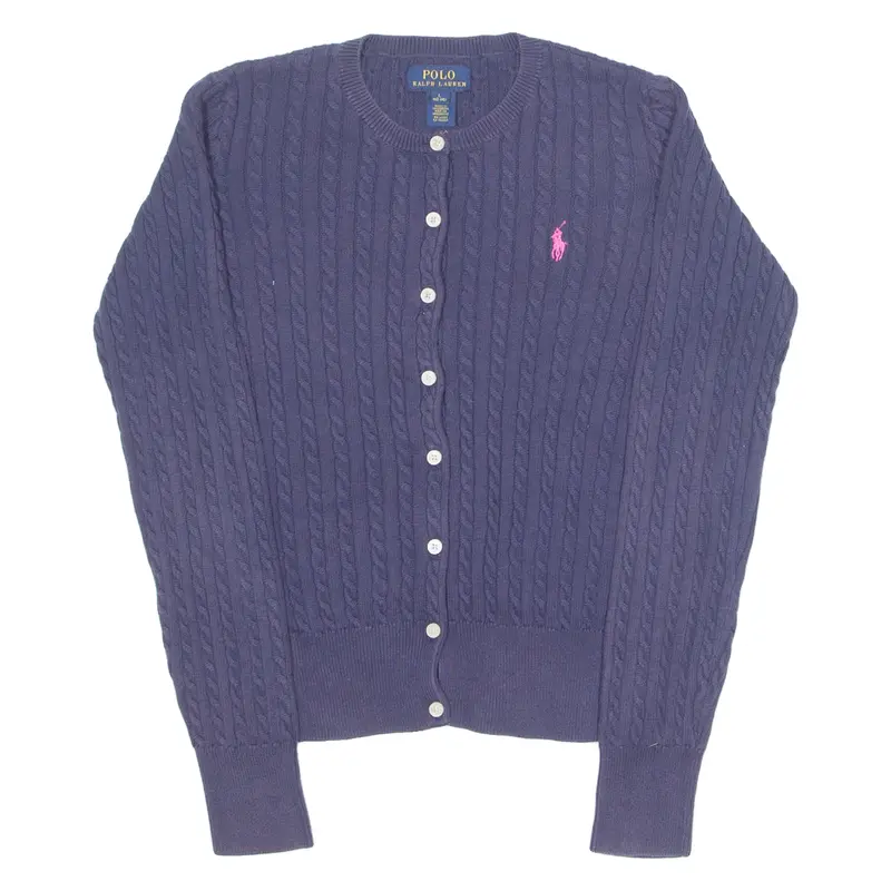 Polo Ralph Lauren Girls Cardigan Blue Cable Knit L 1