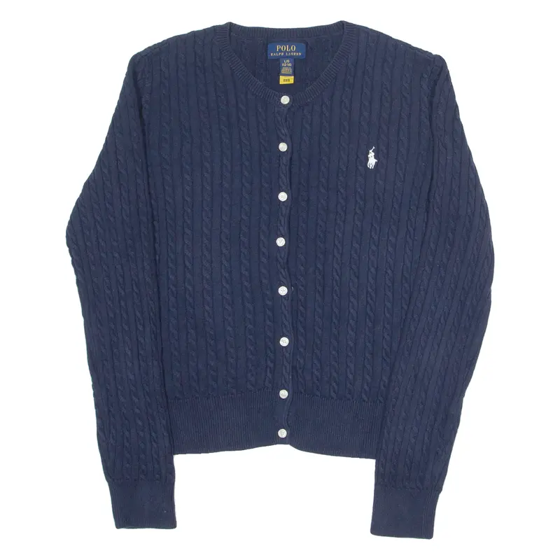 Polo Ralph Lauren Girls Cardigan Blue Cable Knit L 1