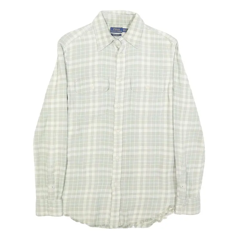 Polo Ralph Lauren Mens Beige & White Checked Shirt Xs Casual Cotton Blend Long 1