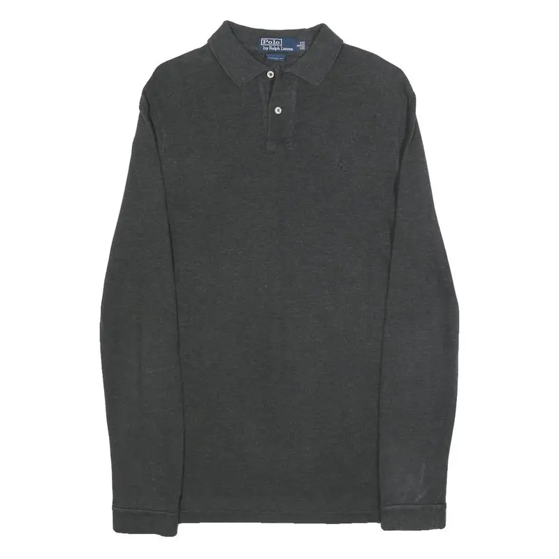 Polo Ralph Lauren Mens Black Long Sleeve Plain Polo Shirt S Cotton Blend 1