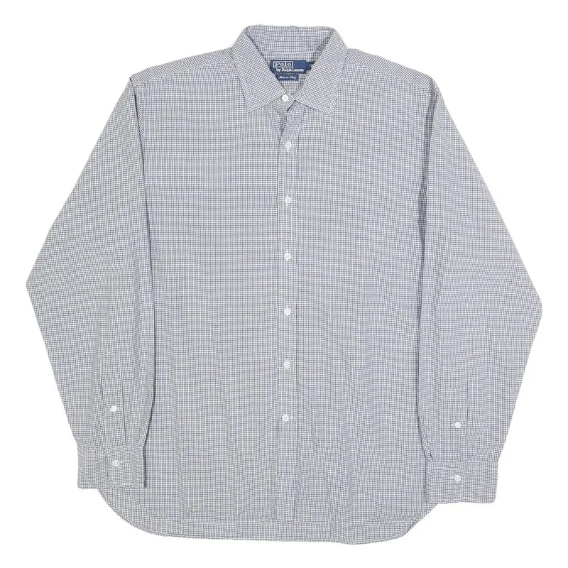 Polo Ralph Lauren Mens Blue & White Check Shirt Xl Classic Button Collar Long 1