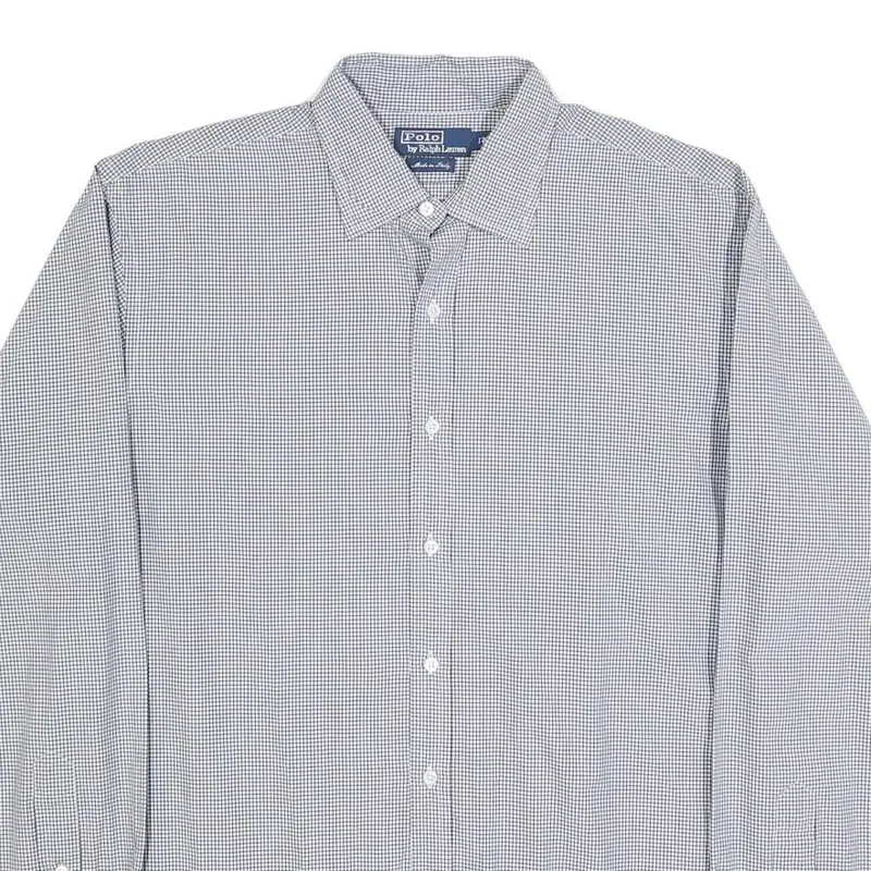 Polo Ralph Lauren Mens Blue & White Check Shirt Xl Classic Button Collar Long 2