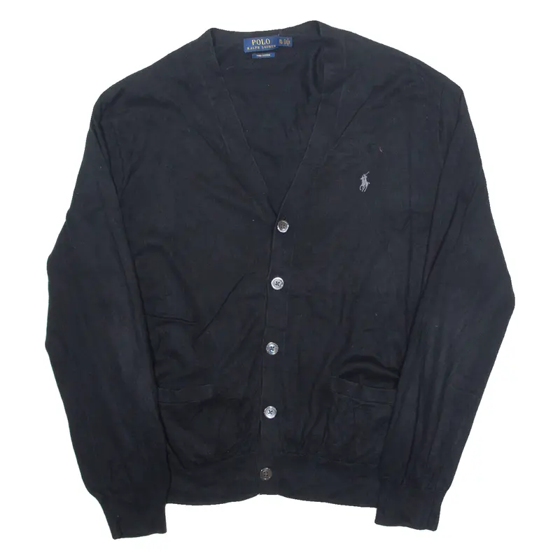 Polo Ralph Lauren Mens Cardigan Black V-Neck Tight Knit Xl 1
