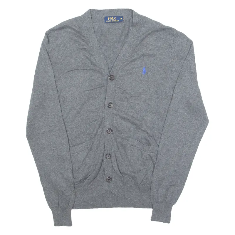 Polo Ralph Lauren Mens Cardigan Grey V-Neck Tight Knit M 1